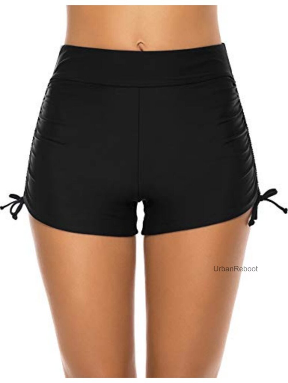 High Waisted Swim Shorts with Adjustable Side Ties and Full Lining
